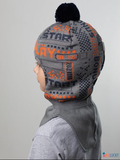 Шапка-шлем  21202-06, цвет темно-серый, оранжевый, р. 52-54