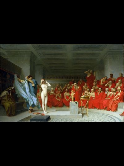 Картина обогреватель, репродукция Жан-Леона Фрина перед Ареопагом