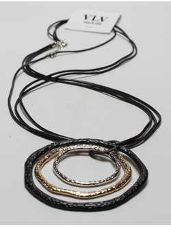 Подвеска "Гнутые кольца" серебро,золото и темный металл