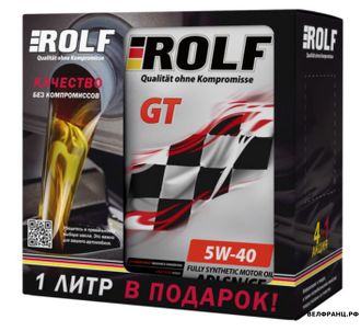 Акция 4+1 ROLF GT 5W40 5L мотор. синт. A3/B4, SN/CF