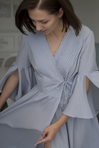 Будуарное платье-халат (голубое)