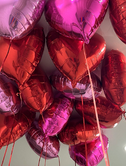 Шары в форме сердца красный, розовый, малиновый 15 шт под потолок