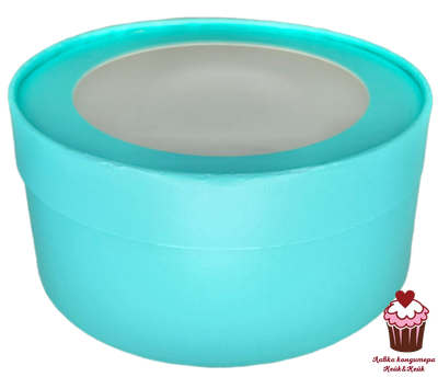 Коробка шляпная КРУГЛАЯ ТИФФАНИ с окном, диаметр 16см h7см