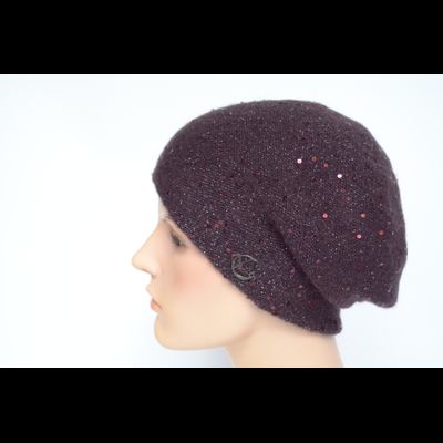 Женский берет вязаный Vizio Италия 6943 сливовый фото