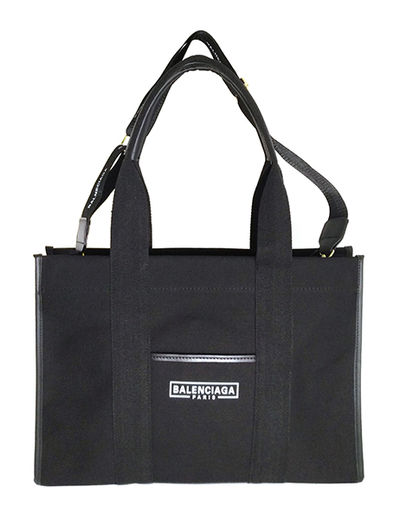 (АРТИКУЛ: 9133/01) СУМКА БОЛЬШАЯ, ТЕКСТИЛЬ, ЧЕРНАЯ С БЕЛЫМ ЛОГОТИПОМ, РУЧКИ И РЕМЕНЬ ЧЕРЕЗ ПЛЕЧО