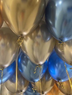 Шары хром золотой, синий, шампань 15 шт под потолок