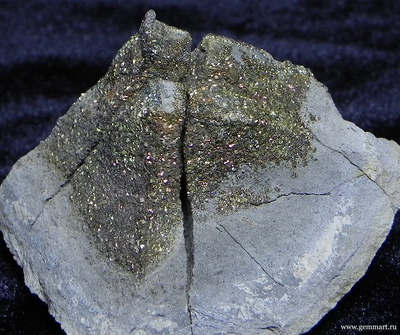 Пирит, "спектропирит", в полости конкреции. Россия. 65*35*40мм