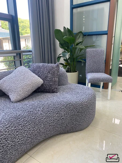 Чехол на 5ти местный диван, на диван с выступом, на кухонный уголок , 280-400 см. Микрофибра Грэй