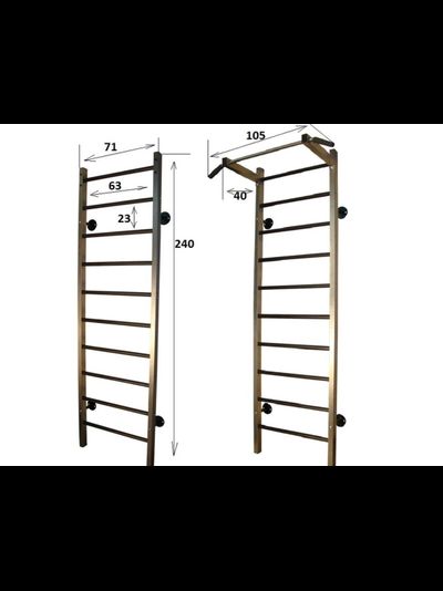 Шведская стенка PRO с фиксированным турником Т-фикс, со съемными брусьями Б-ПС