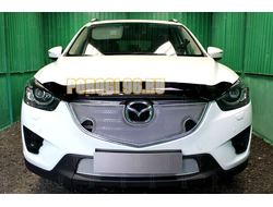 Защита радиатора Mazda CX-5 2015-2017 3D chrome с парктроником верх PREMIUM