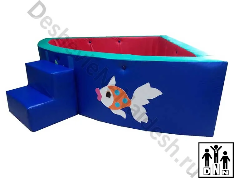 Сухой бассейн угловой Рыбка синий со ступенькой