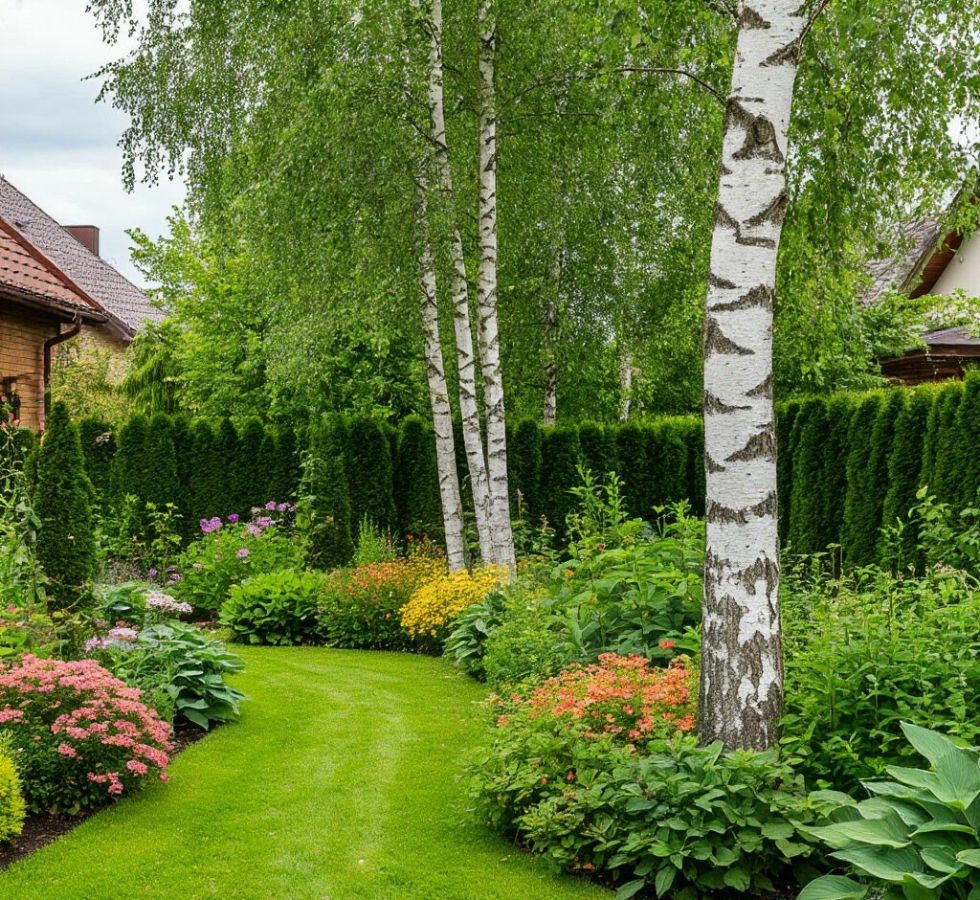 березовая аллея-ландшафтный дизайн участка