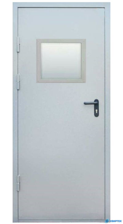 Противопожарная однопольная остеклённая металлическая дверь ДМПДО 1/60 купить в Челябинске | КВИРТЕК