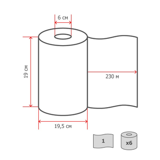 Полотенца бумажные Терес Стандарт макси 1 слой, 230м 6рул Т-0160