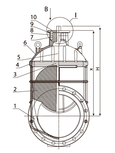 Задвижка чугунная с обрезиненным клином RSV61 DN65 PN10/16 с электроприводом 220В