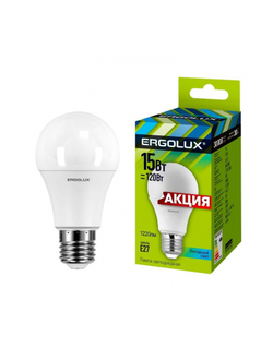Лампа светодиодная Ergolux LED-A60P-15W-E27-4K,15Вт,Е27,4500К (14101)