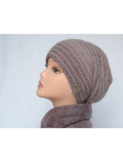 Сиреневый берет в полоску и шарф Vizio Италия 5302 фото