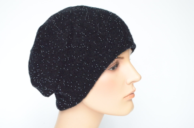 Берет с бисером вязаный Vizio Италия 1082 черный