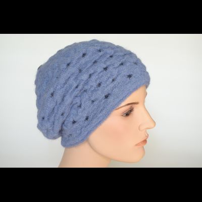 Голубой берет вязаный из мохера и альпака Vizio Италия 6992