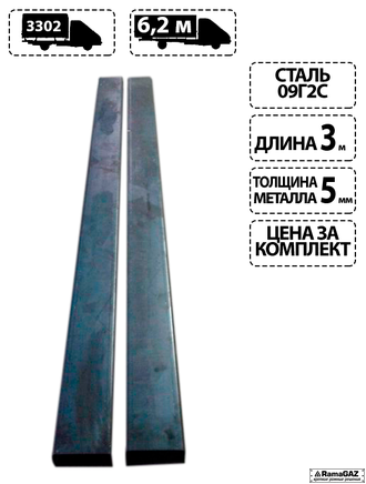 Комплект швеллеров для удлинения рамы Газель под борт 5,2 м.