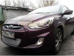 Защита радиатора Hyundai Solaris 2011-2014 chrome PREMIUM