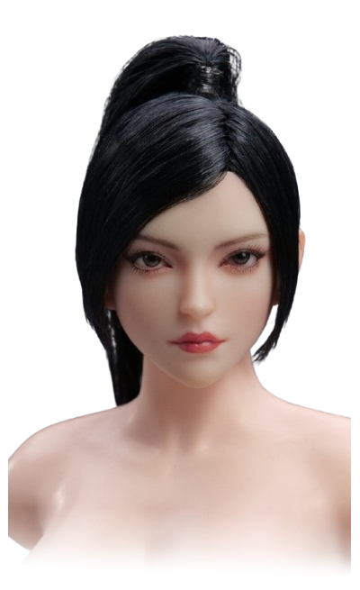 Женская голова (скульпт) с высоким хвостом и подвижными глазами - 1/6 scale Asian Female Head Sculpt with Movable Eyes (YMT106F) - YMTOYS