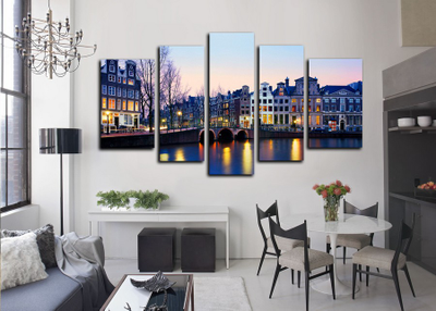 Модульная картина "Город у реки"