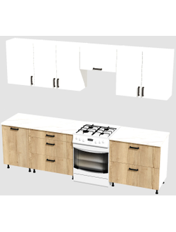 Кухня Эконом 2,1 метра (1300х800) Цвет: Белый/Дуб Вотан