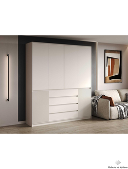 Мирен ШК-004 шкаф (4 ств.) Кашемир/Моно керамика (МДФ)