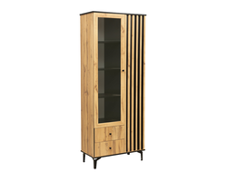 Гостиная ЛИБЕРТИ - Шкаф комбинированный 51.02 (опора 150мм) Дуб Вотан/Черный