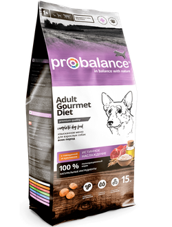 Корм Probalance Gourmet для собак всех пород говядина, кролик 15 кг