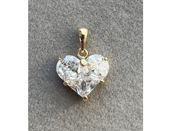 Подвес сердце зол/циркон 13х14мм