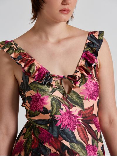 Купальник слитный с рюшами