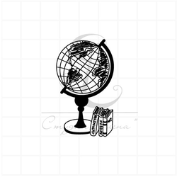 Штамп картинка глобус и учебники