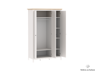 2.08.01.040.14 САГА шкаф 3 двери с зеркалом белый/ясень