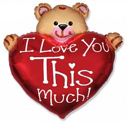 Шар (14&#039;&#039;/36 см) Мини-фигура, Медвежонок с большим сердцем, Красный, 1 шт.