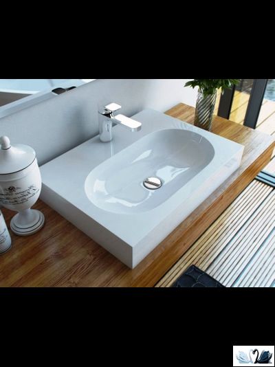 Раковина Эстет Nika 61 х 45 см накладная, мраморная. Лазерная гравировка