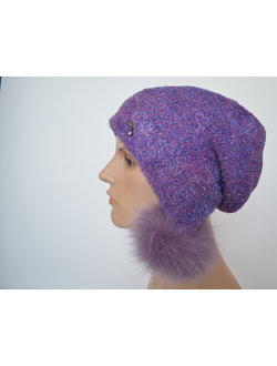 Vizio шапка ушанка фуксия с помпонами 1627 PP 66 Италия