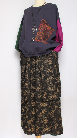 Джемпер ХЛОПОК "КАРМАН В ЦВЕТОЧЕК" синий до р.52