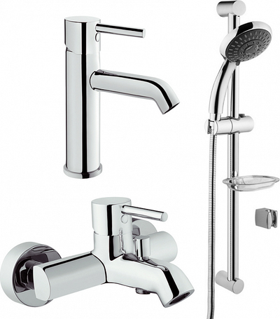 Комплект смесителей 3 в 1 VitrA Minimax S A49153EXP на ванну со стойкой и раковину