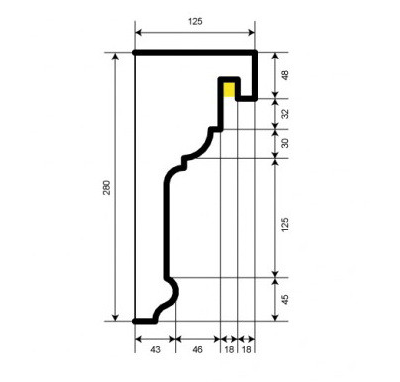 Фасадный карниз для подсветки KC308