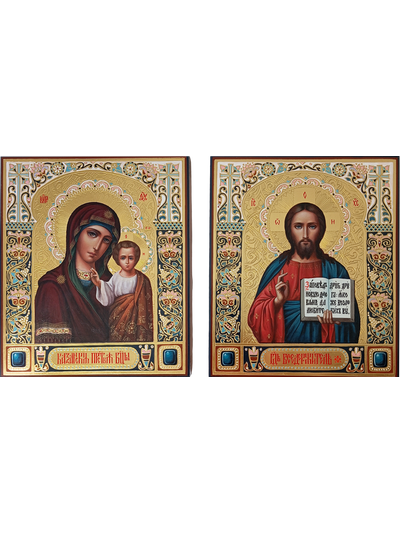 Венчальная пара. Образ Спасителя. Образ Пресвятой Божией Матери “Казанская”. Рукописные иконы.
