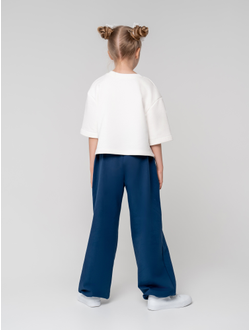 Брюки палаццо с утяжками (синий)