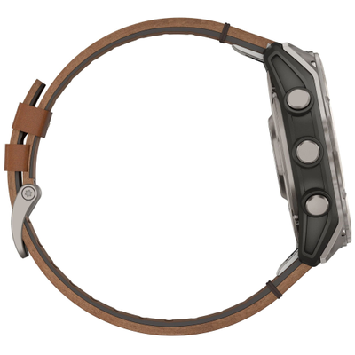 Часы Garmin Fenix 8 -51mm AMOLED Sapphire Bare Titanium / Black / Chestnut Leather Band