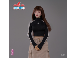 Женская голова (скульпт) с длинными каштановыми волосами и подвижными глазами - 1/6 scale Asian Movable Eyes Beauty Head Sculpt Yueyue (ZC016A) - Z6TOYS