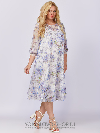 Шифоновое женское платье с цветочным принтом