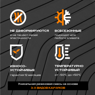 Коврик салонный резиновый (черный) для Chevrolet Aveo (03-12)  (Борт 4см)
