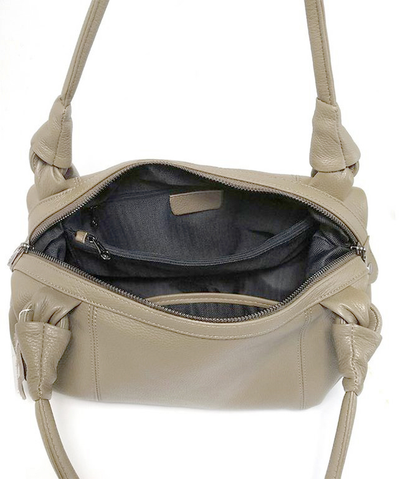 (АРТИКУЛ: 9631/52) СУМКА ЖЕНСКАЯ, СРЕДНЕГО РАЗМЕРА, НАТУРАЛЬНАЯ КОЖА, БЕЖЕВО-СЕРАЯ