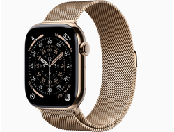 Apple Watch Series 11 46mm Gold Titanium Case with Gold Milanese Loop M/L