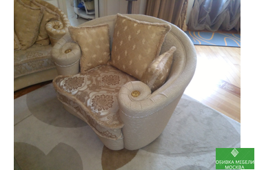 Пошив чехлов на кресло обивка тканью под шнур.